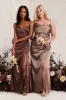 Catherine Shiny Satin Dress - Chocolate Brown sold by Birdy Grey