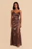 Catherine Shiny Satin Dress - Chocolate Brown sold by Birdy Grey