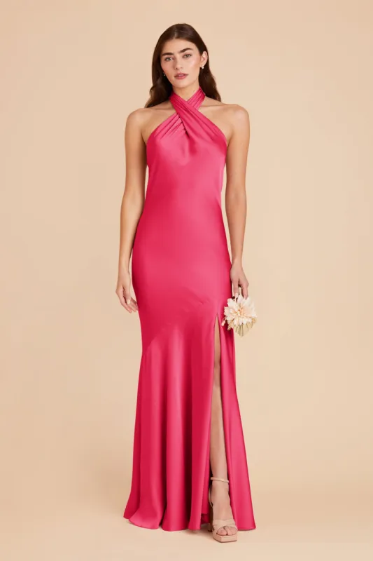 Stephanie Matte Satin Dress - Fuchsia sold by Birdy Grey