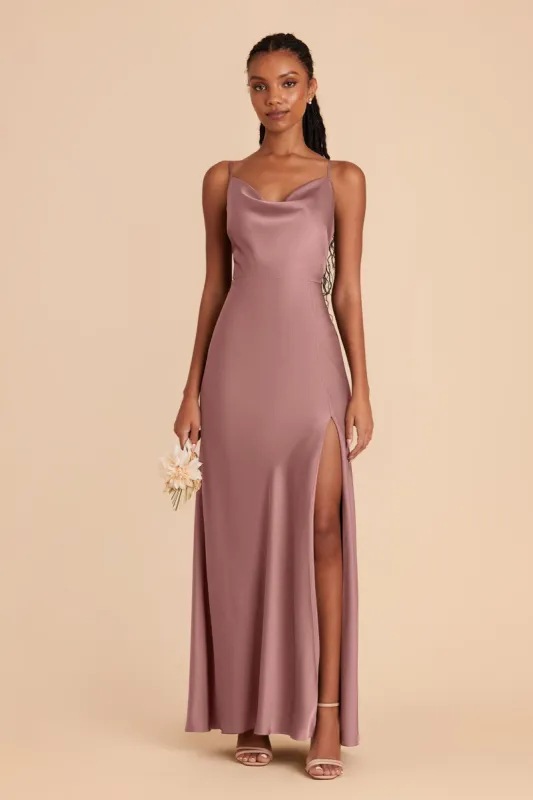 Lisa Long Matte Satin Dress - Dark Mauve sold by Birdy Grey