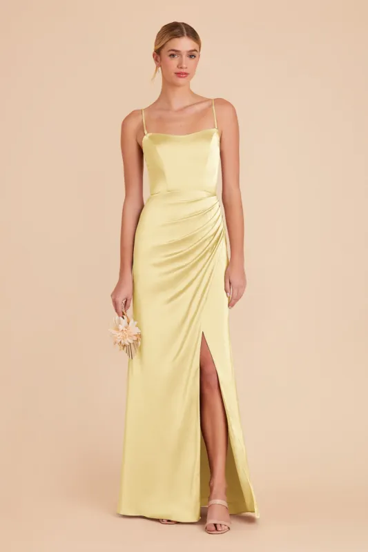 Anne Matte Satin Dress - Lemon Sorbet sold by Birdy Grey