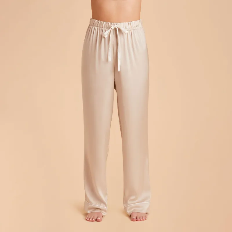 Jonny Satin Pajama Pants - Champagne sold by Birdy Grey