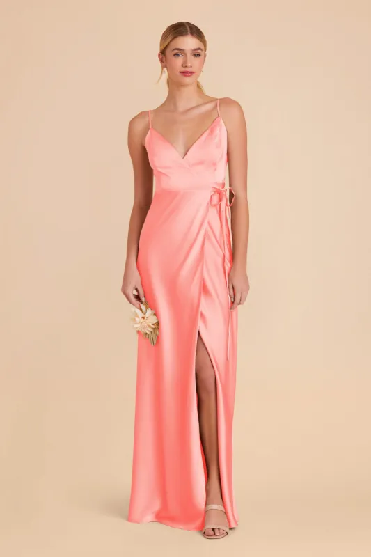 Cindy Matte Satin Dress - Coral Pink sold by Birdy Grey