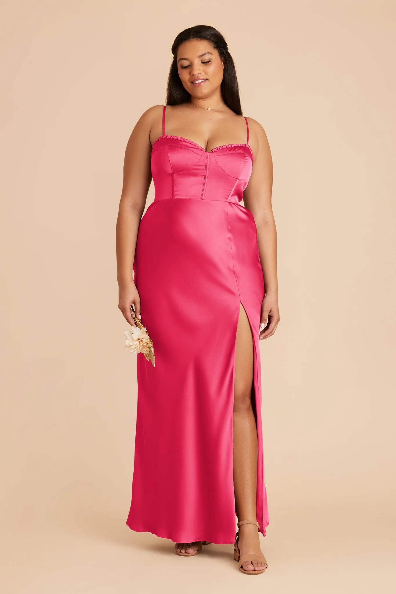 Jessica Matte Satin Dress - Fuchsia sold by Birdy Grey