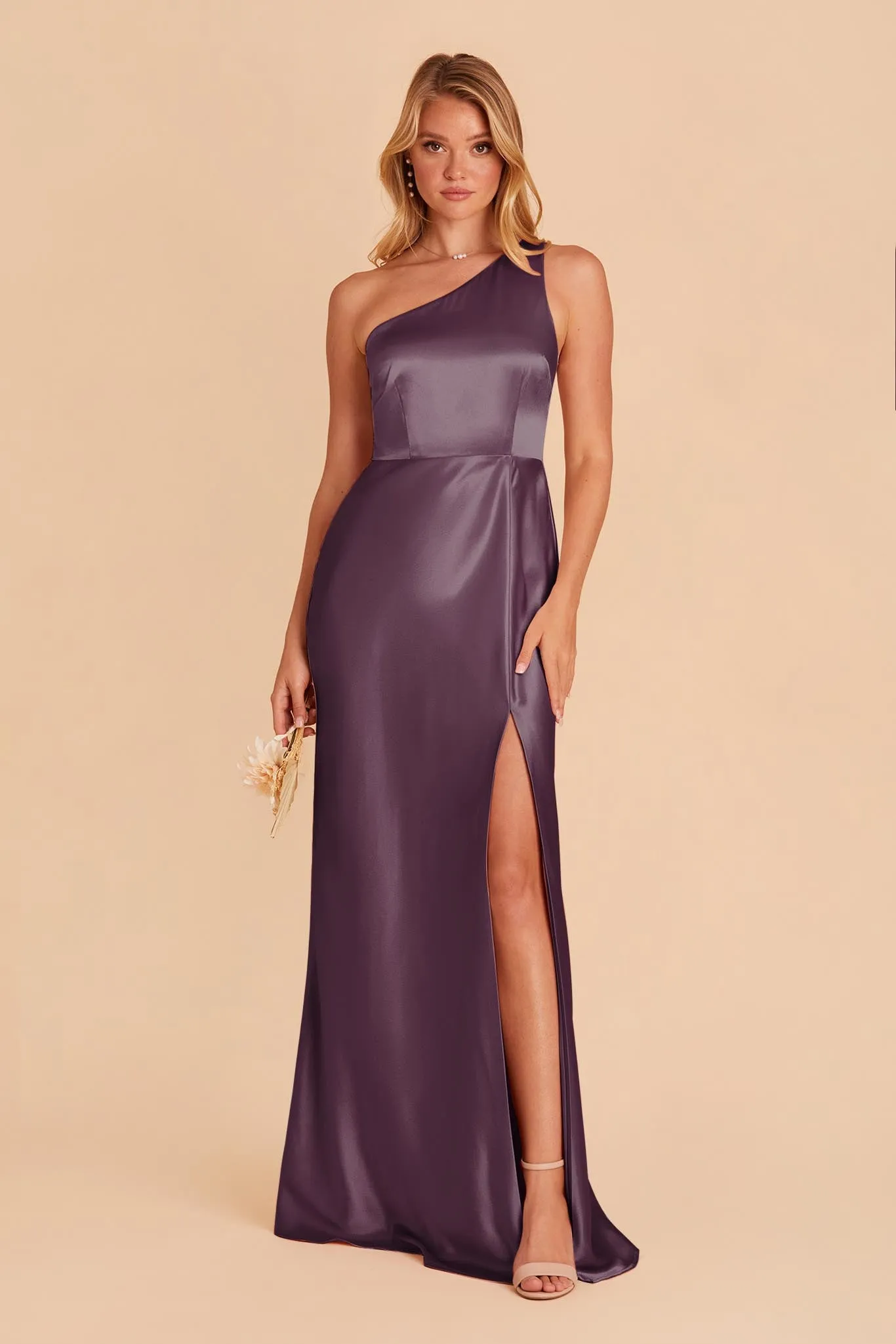 Kira Shiny Satin Dress - Plum sold by Birdy Grey