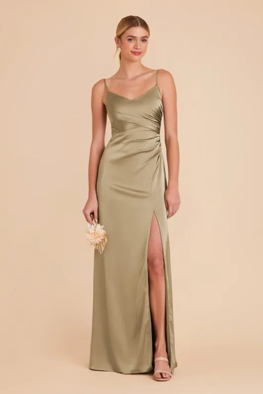 Catherine Matte Satin Dress - Moss Green sold by Birdy Grey