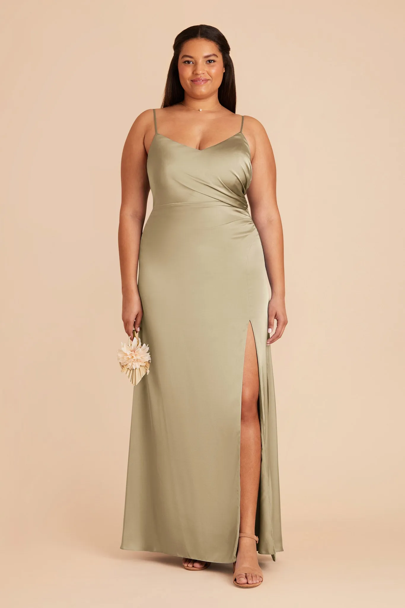 Catherine Matte Satin Dress - Moss Green sold by Birdy Grey product image thumbnail 2