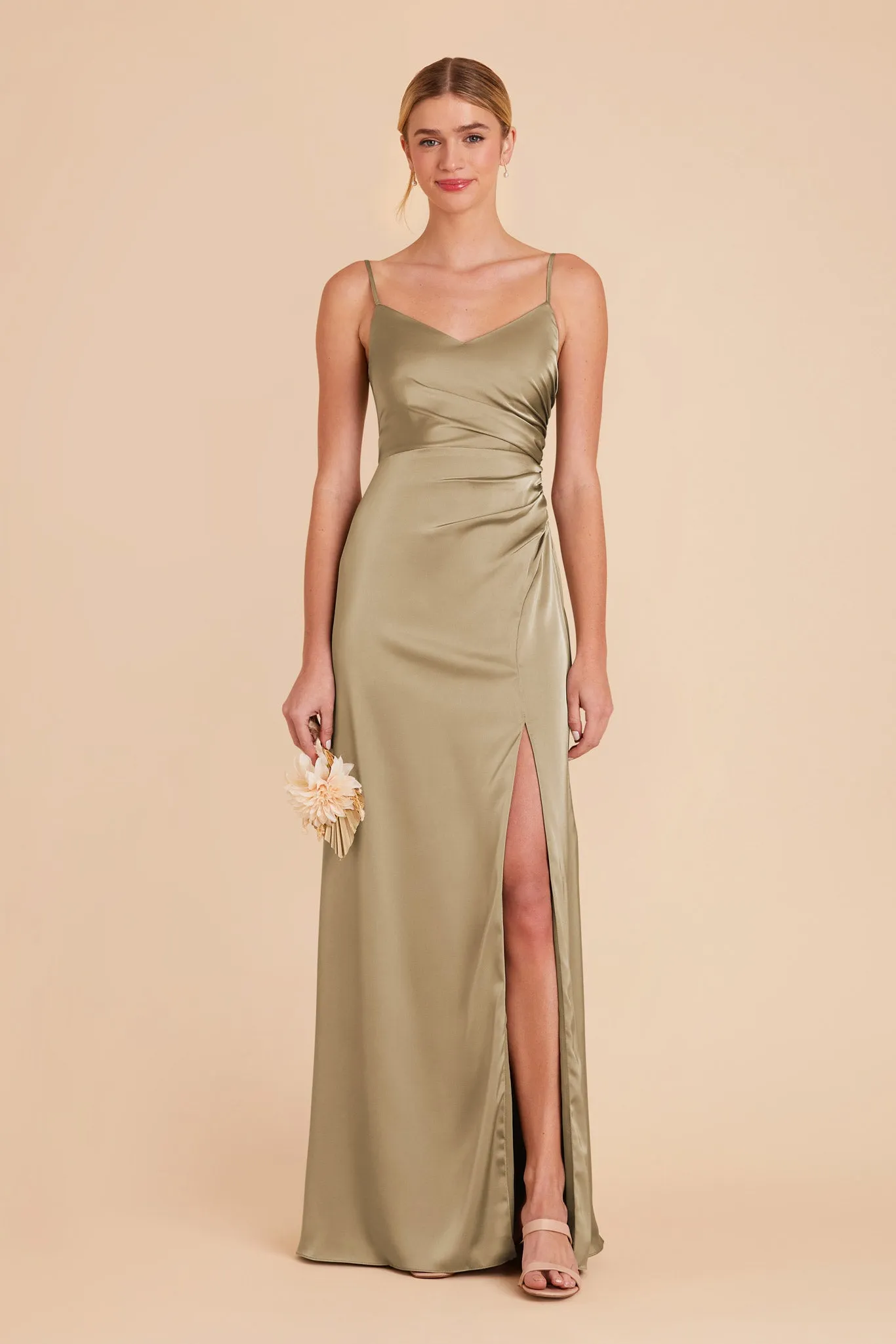 Catherine Matte Satin Dress - Moss Green sold by Birdy Grey product image thumbnail 3