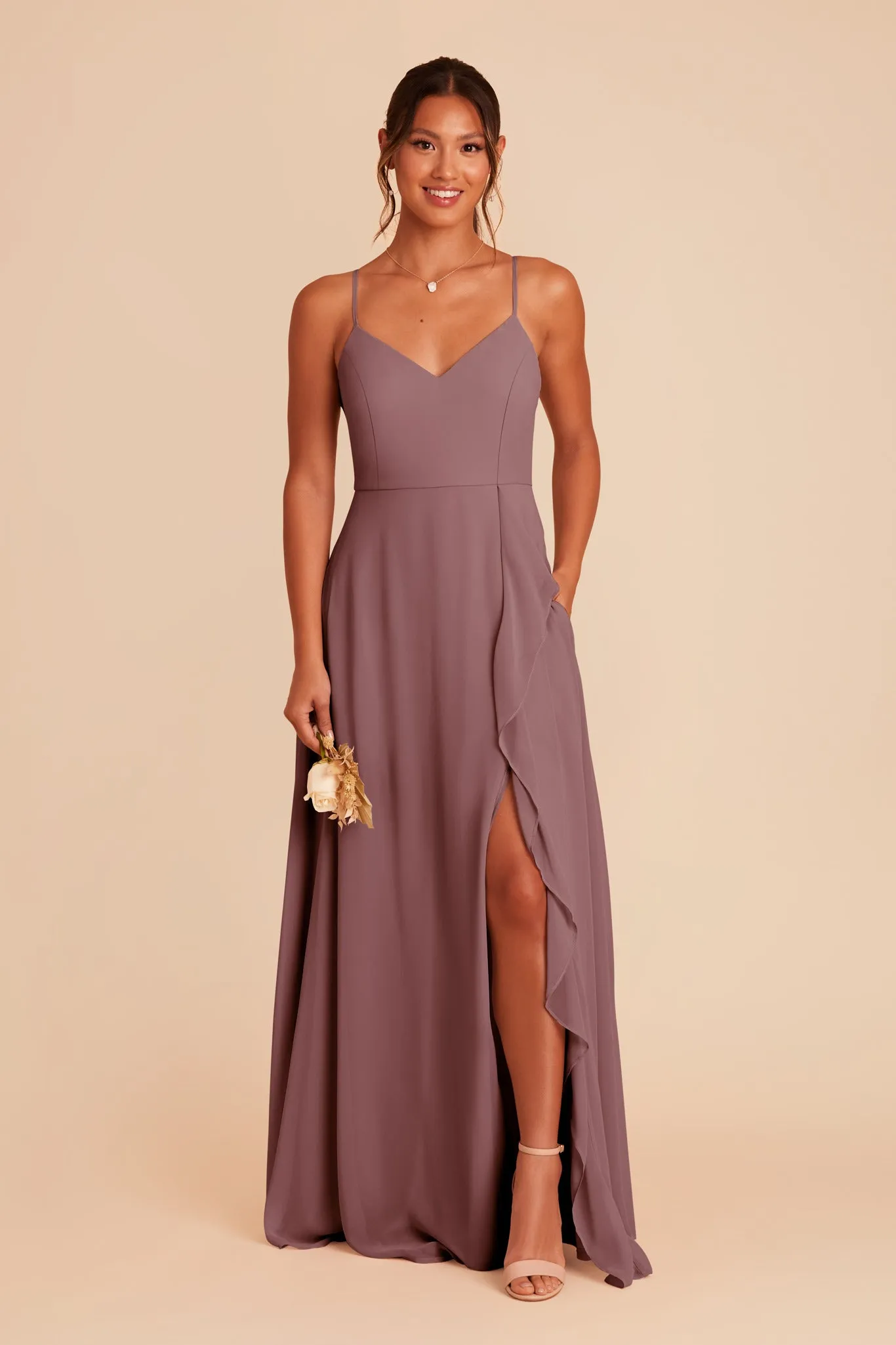 Theresa Chiffon Dress - Dark Mauve sold by Birdy Grey product image thumbnail 3