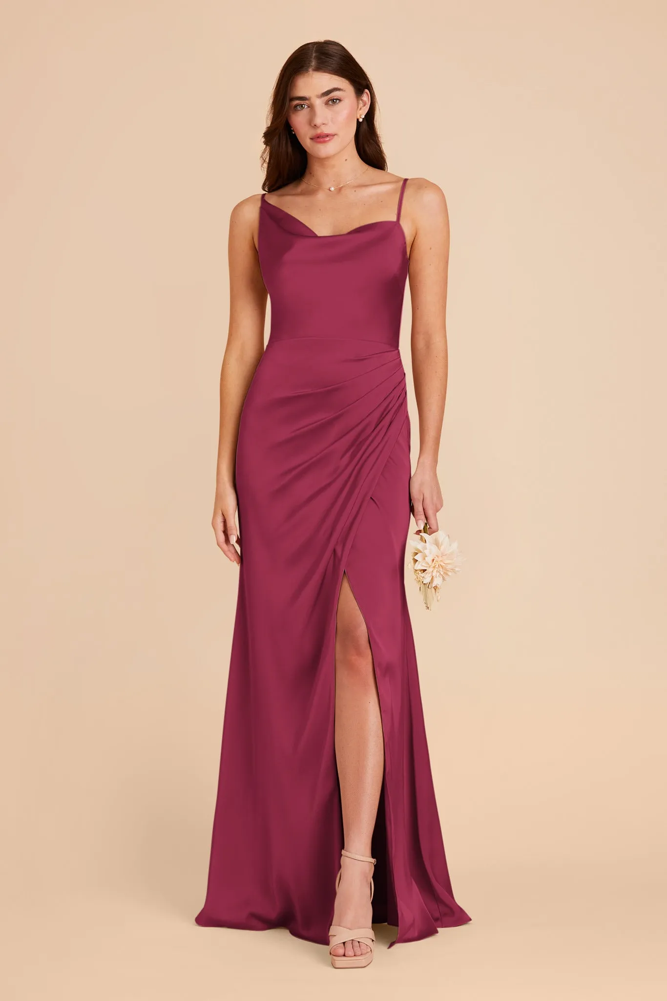 Jennifer Matte Satin Dress - Berry sold by Birdy Grey