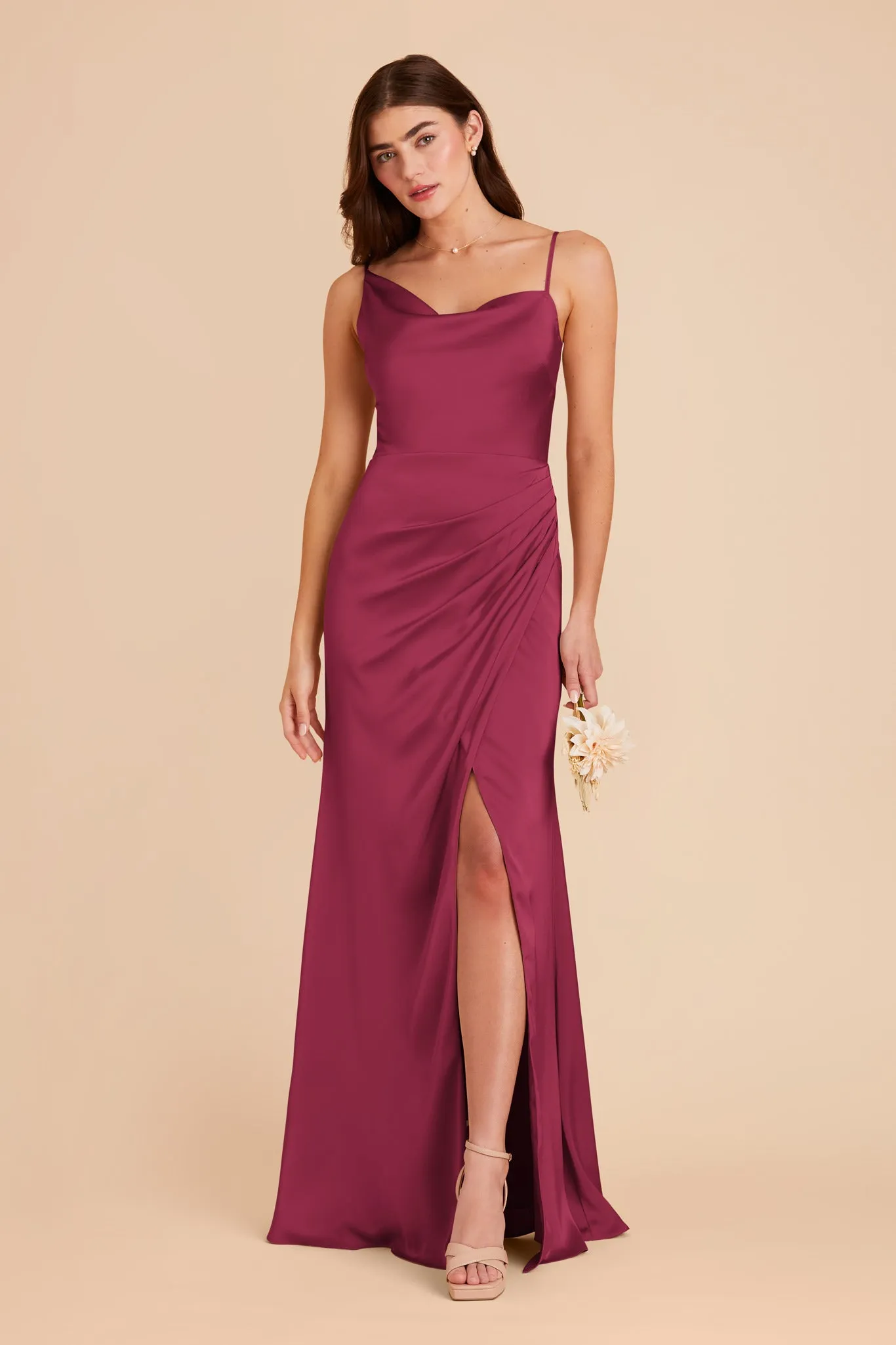 Jennifer Matte Satin Dress - Berry sold by Birdy Grey product image thumbnail 3