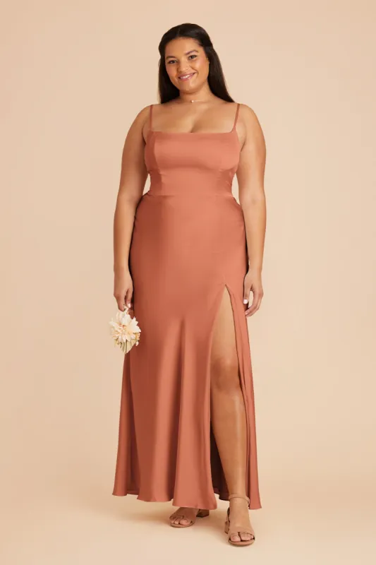 Mai Matte Satin Dress - Terracotta sold by Birdy Grey