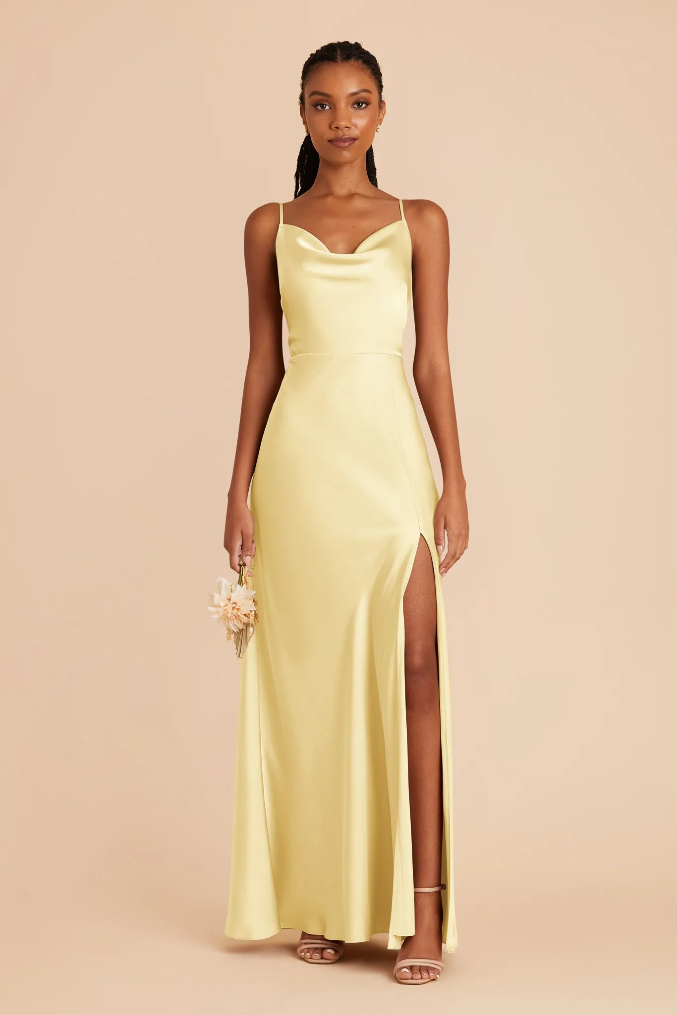 ◆Since Then◆ Lemon silky long dress Lisa Long Matte Satin Dress - Lemon Sorbet | Parallel