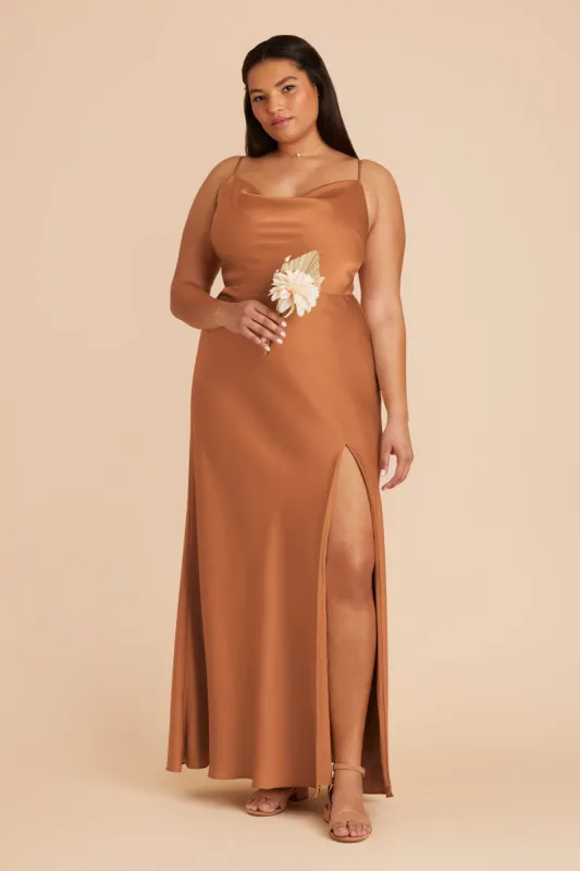 Lisa Long Matte Satin Dress - Rust sold by Birdy Grey