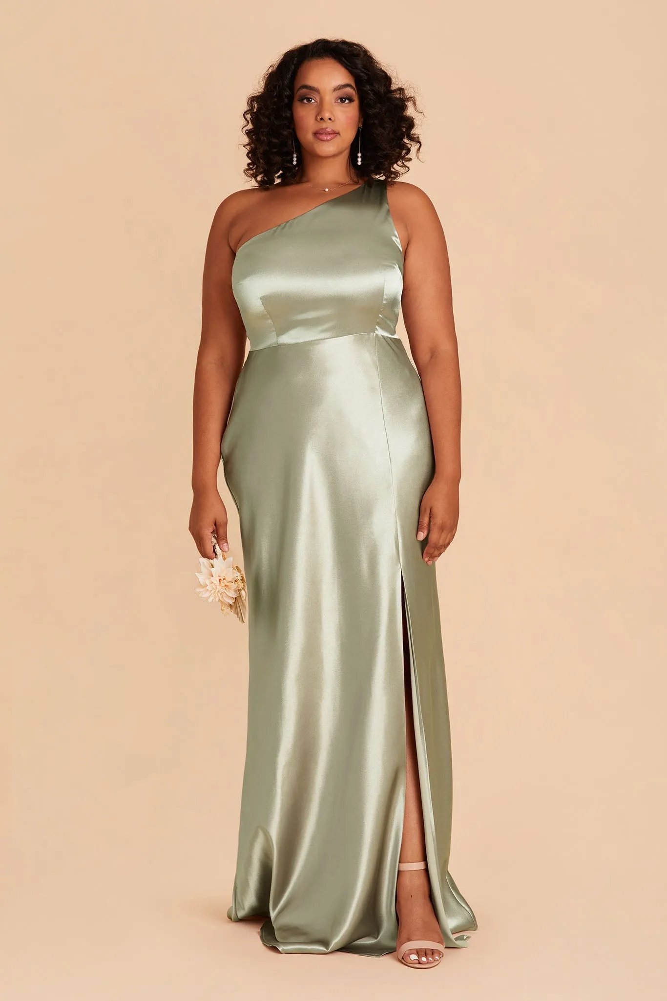 Kira Shiny Satin Dress - Sage sold by Birdy Grey product image thumbnail 2