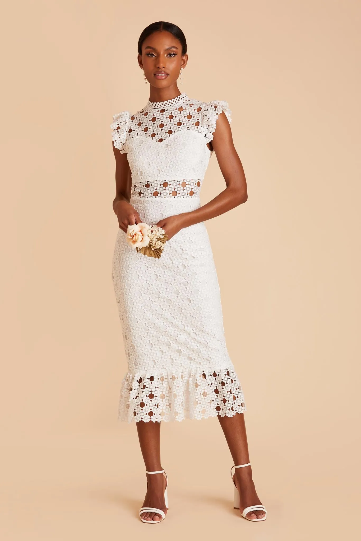 Lace Sheath Dress - White sold by Birdy Grey