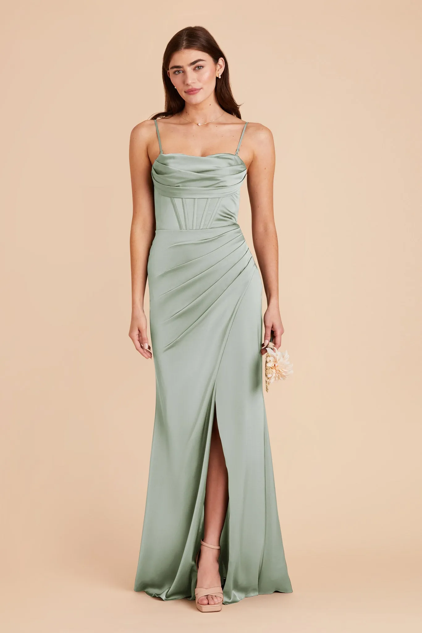 Carrie Matte Satin Dress - Sage sold by Birdy Grey product image thumbnail 4