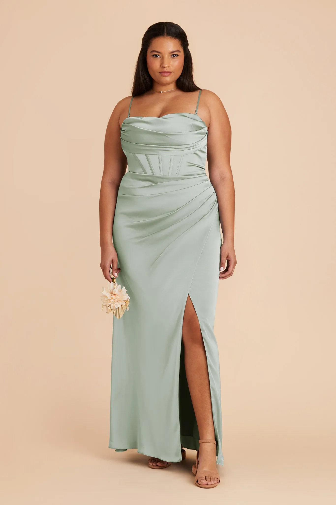 Carrie Matte Satin Dress - Sage sold by Birdy Grey product image thumbnail 2