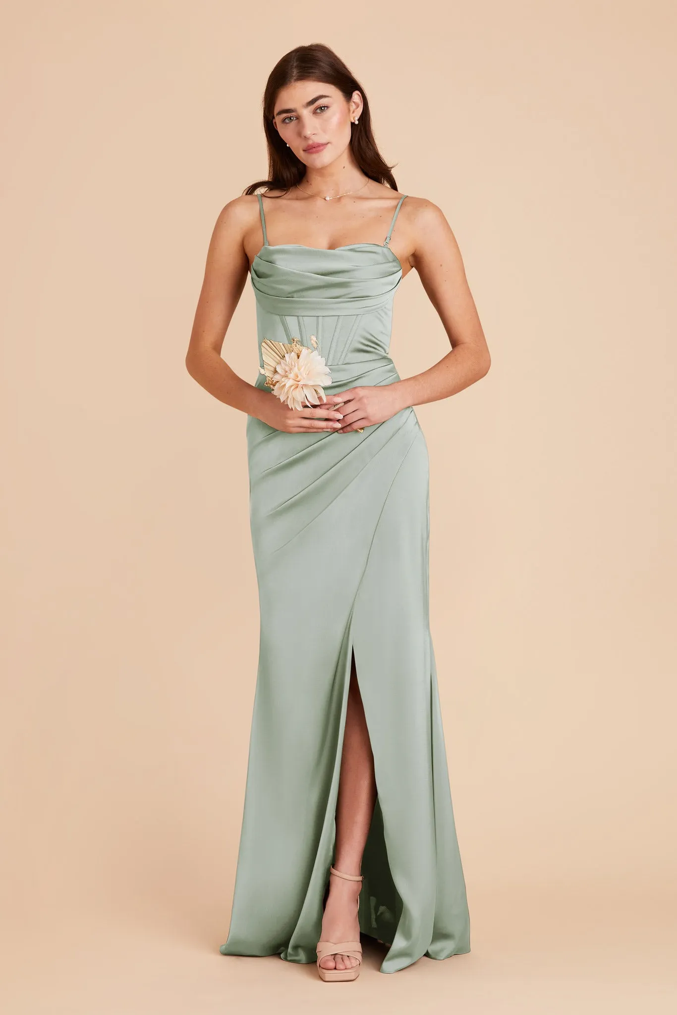 Carrie Matte Satin Dress - Sage sold by Birdy Grey product image thumbnail 5