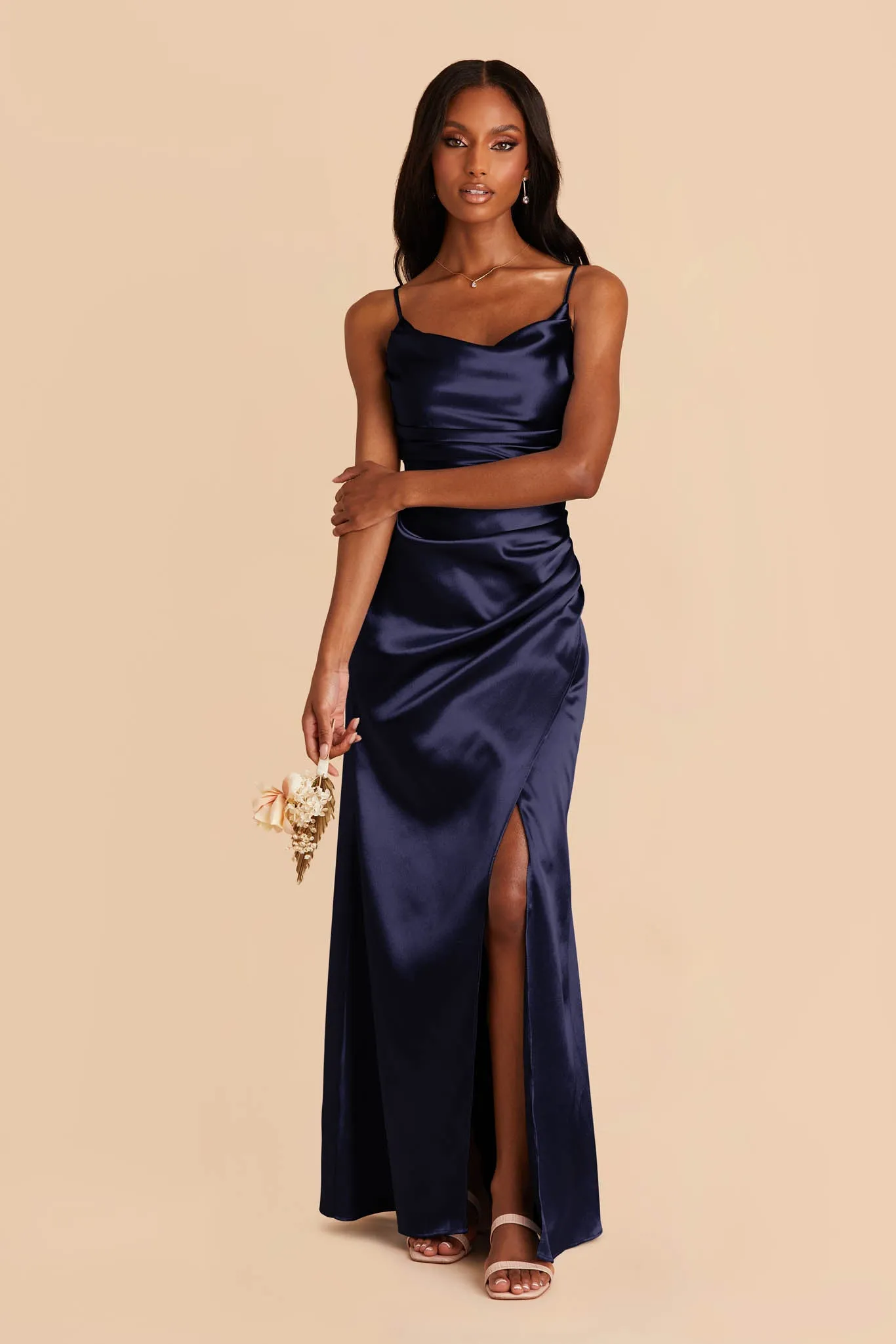 Lydia Shiny Satin Dress - Navy sold by Birdy Grey product image thumbnail 3