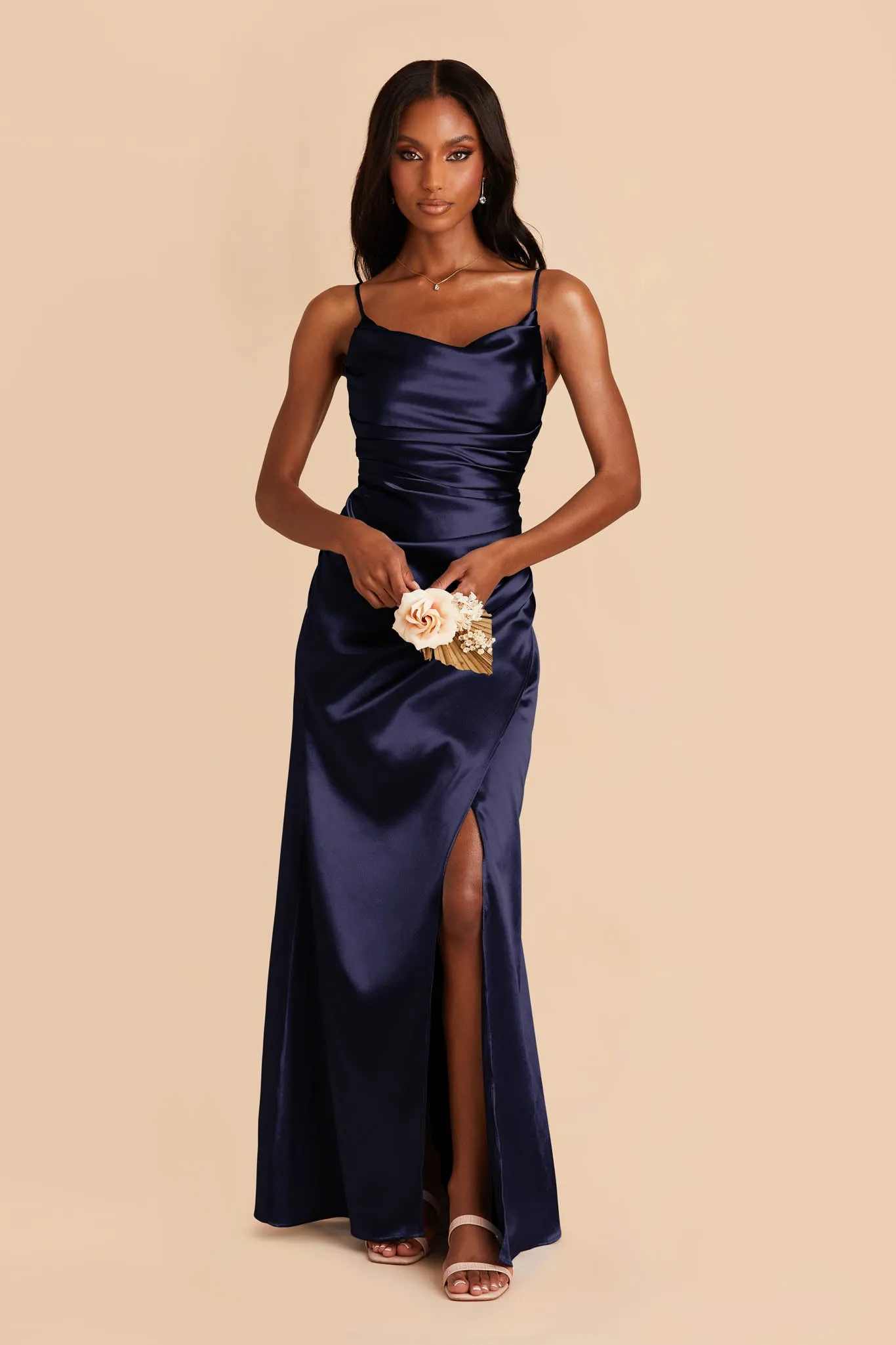 Lydia Shiny Satin Dress - Navy sold by Birdy Grey product image thumbnail 4