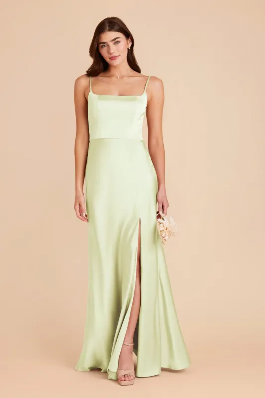 Mai Matte Satin Dress - Pale Pistachio sold by Birdy Grey