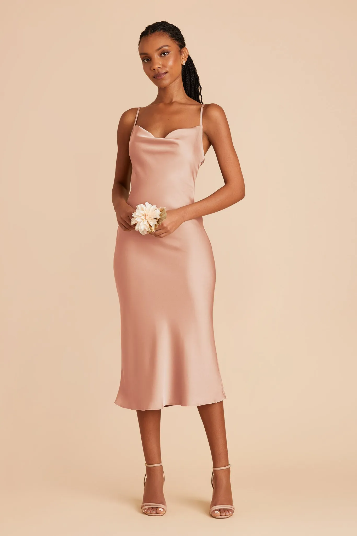 Lisa Matte Satin Midi Dress - Rose Gold sold by Birdy Grey product image thumbnail 3