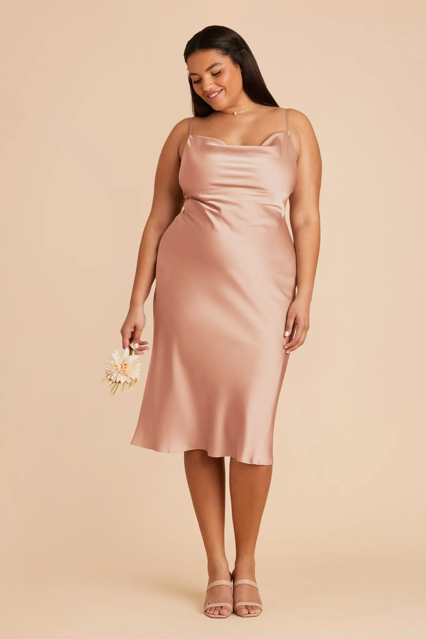 Lisa Matte Satin Midi Dress - Rose Gold sold by Birdy Grey product image thumbnail 2