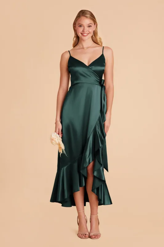 YC Shiny Satin Midi Dress - Emerald sold by Birdy Grey