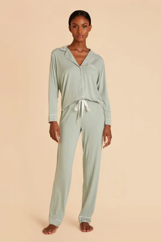 Jonny Long Sleeve Pajama and Pants Set - Sage sold by Birdy Grey