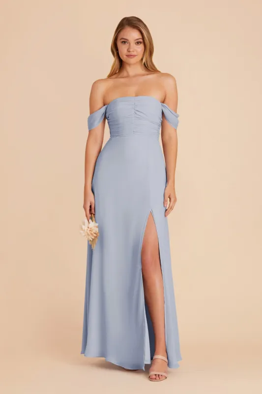 Cara Chiffon Dress - Dusty Blue sold by Birdy Grey