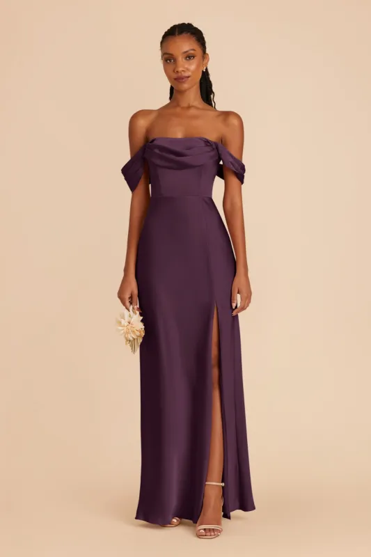Mia Matte Satin Convertible Dress - Plum sold by Birdy Grey