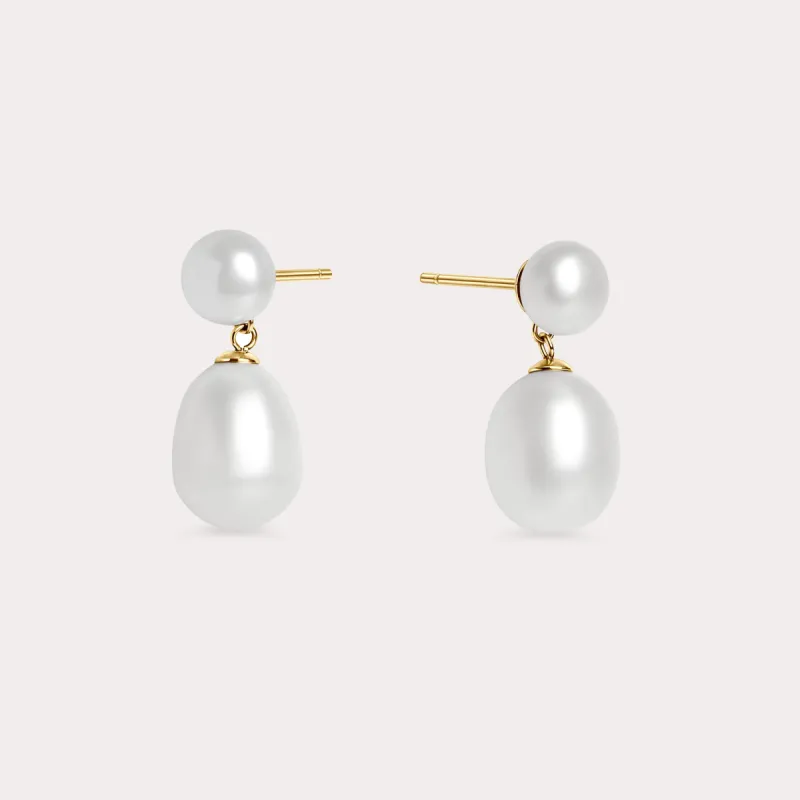 Reina Pearl Pendant Earring -  Gold sold by Birdy Grey