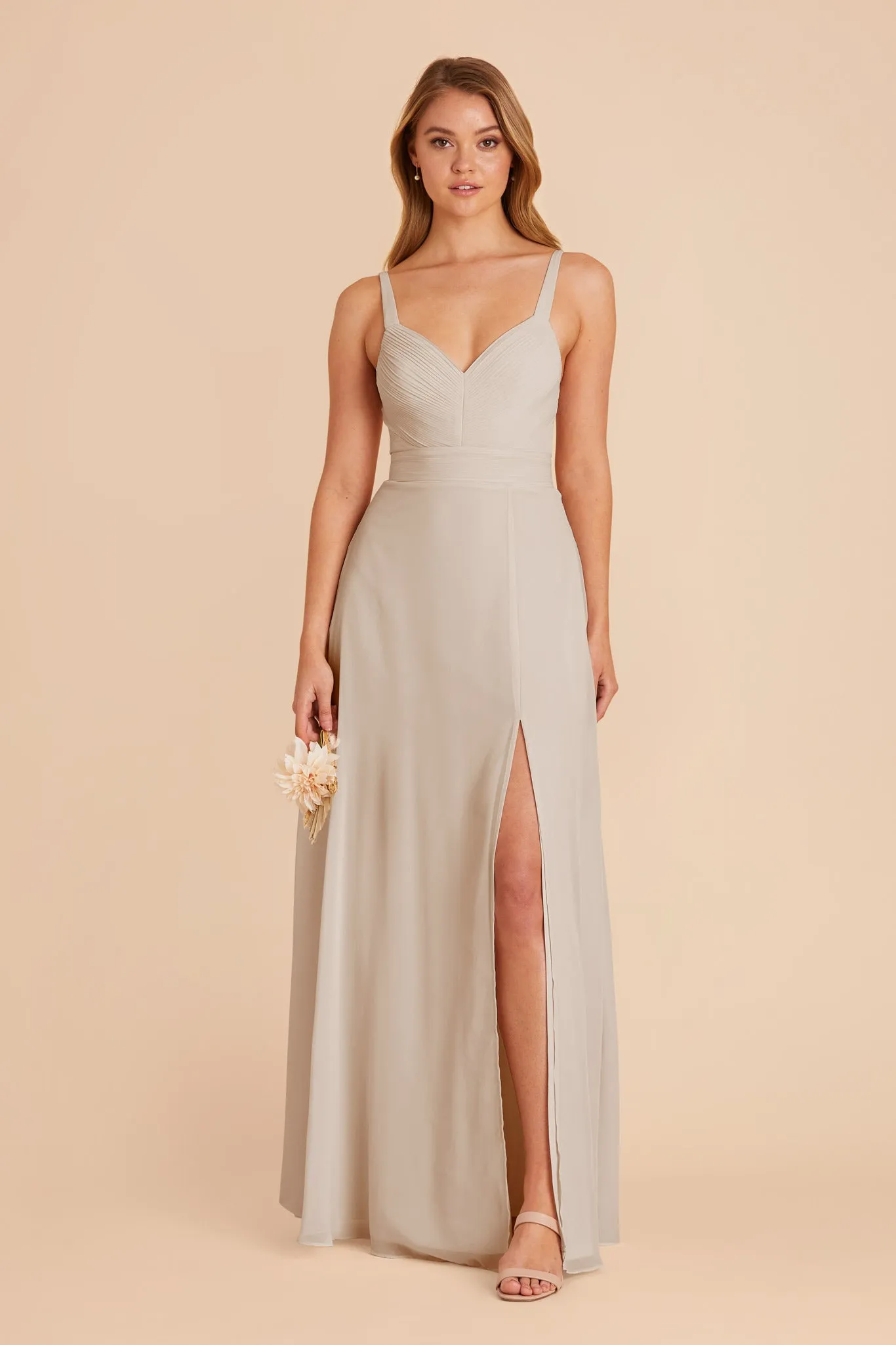 Deborah Chiffon Dress - Neutral Champagne sold by Birdy Grey