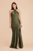 Stephanie Matte Satin Dress - Olive sold by Birdy Grey