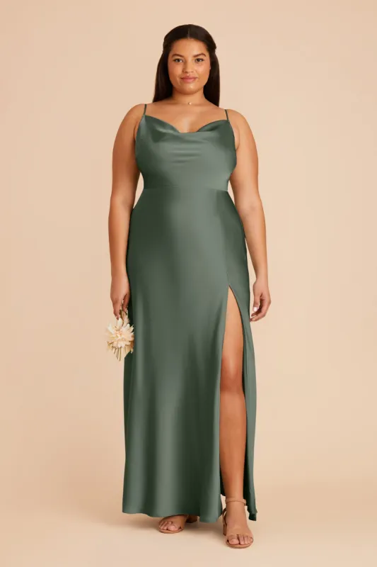 Lisa Long Matte Satin Dress - Eucalyptus sold by Birdy Grey
