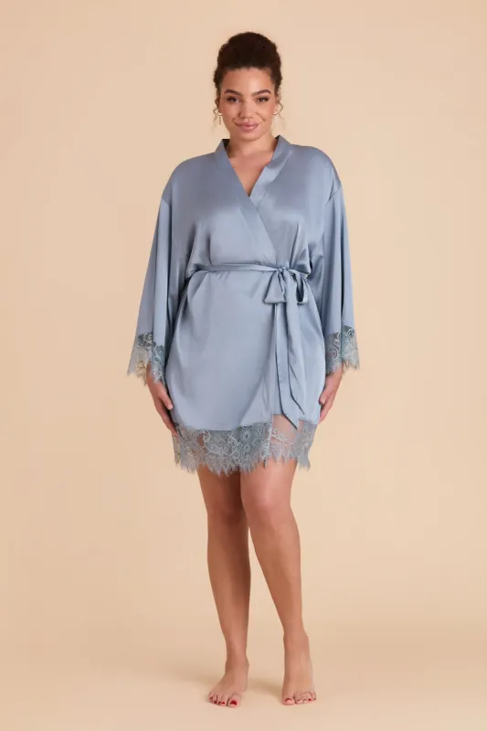 Claudette Lace Robe - Dusty Blue sold by Birdy Grey