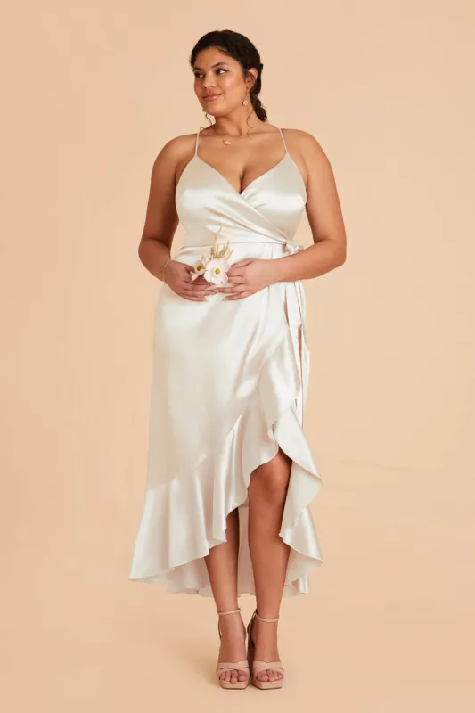 YC Shiny Satin Midi Dress - White sold by Birdy Grey
