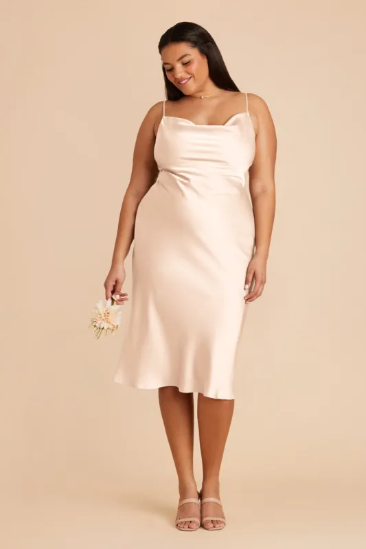 Lisa Matte Satin Midi Dress - Champagne sold by Birdy Grey