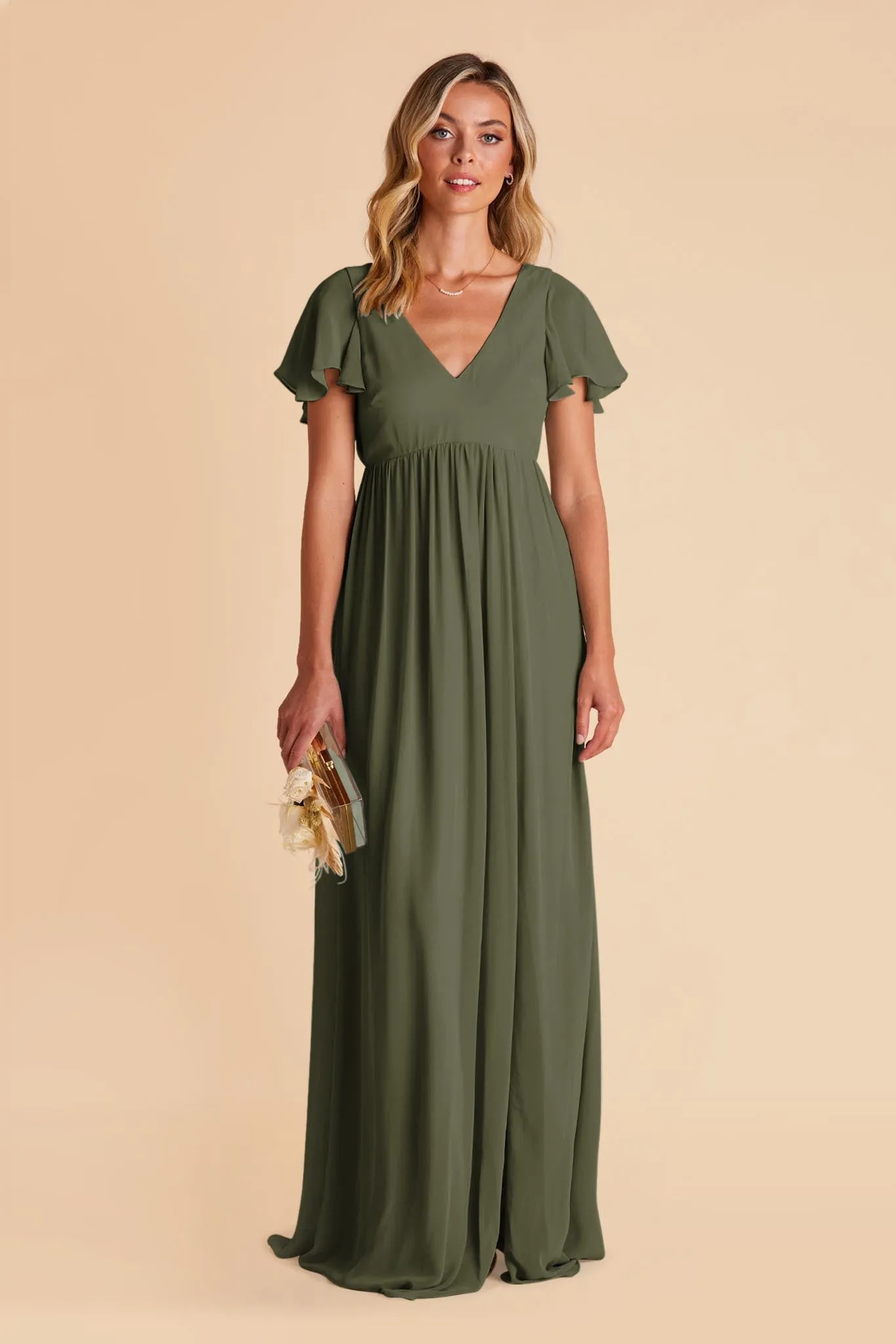 Hannah Empire Dress - Olive sold by Birdy Grey