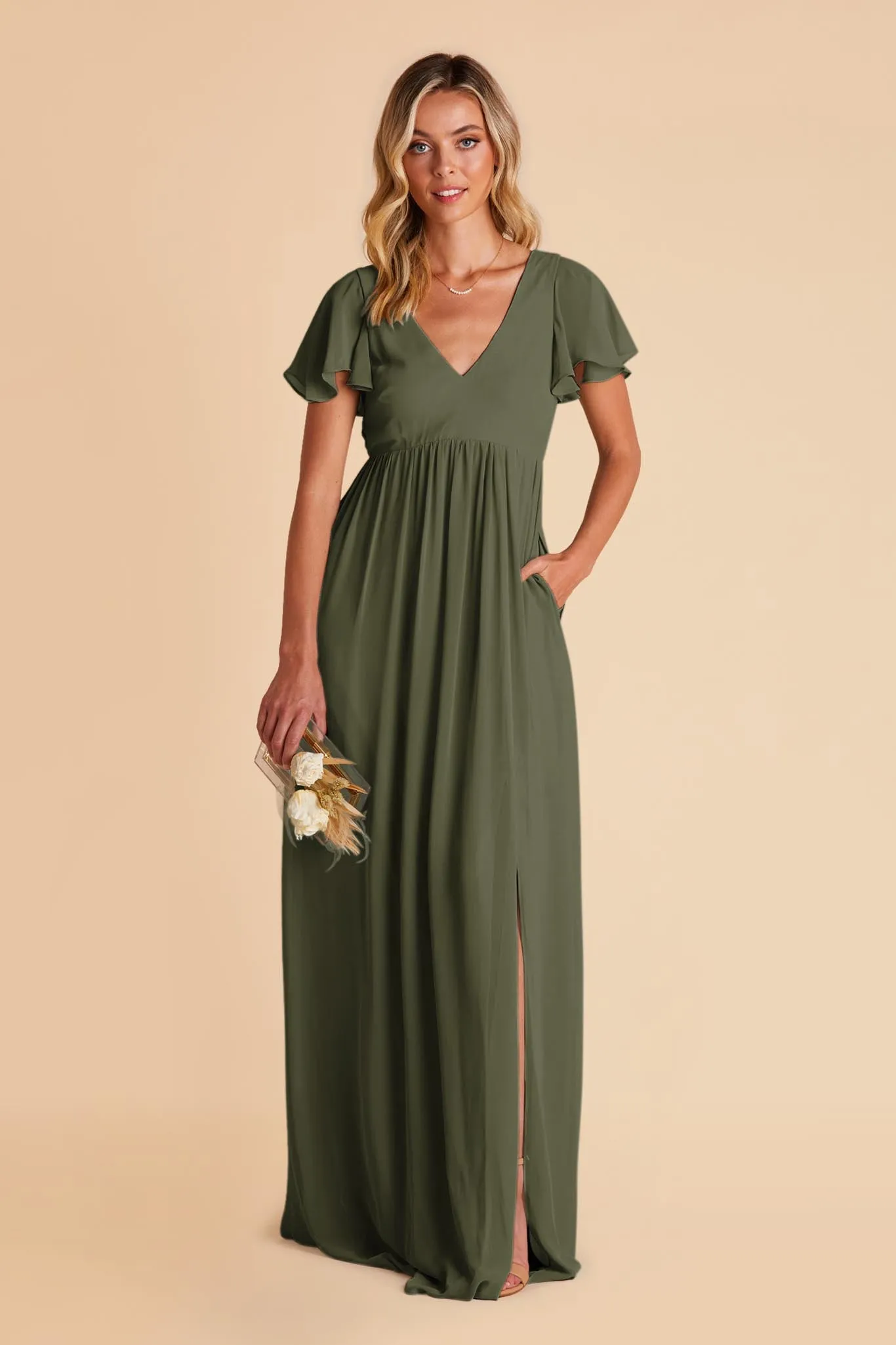 Hannah Empire Dress - Olive sold by Birdy Grey product image thumbnail 5