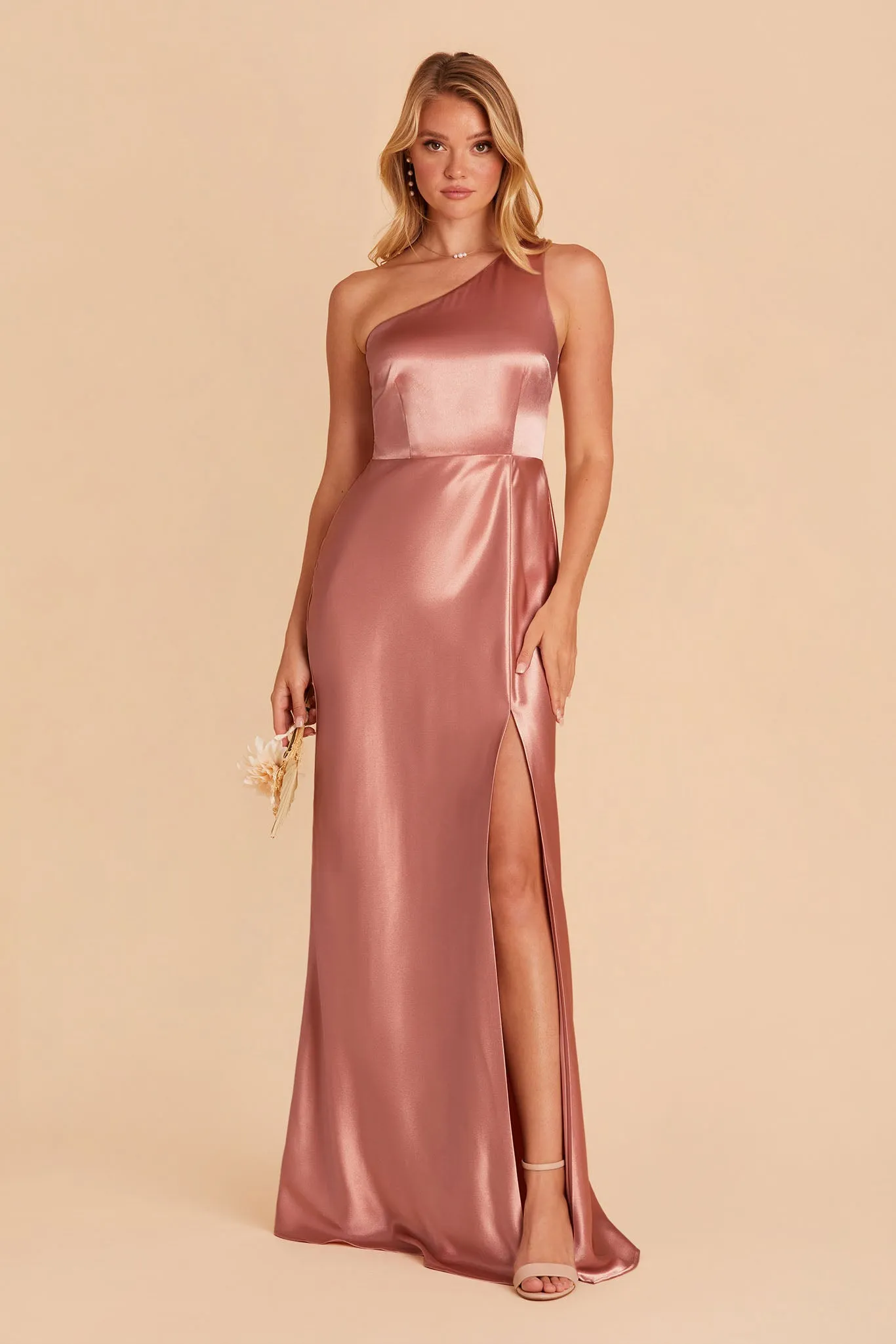Kira Shiny Satin Dress - Desert Rose sold by Birdy Grey