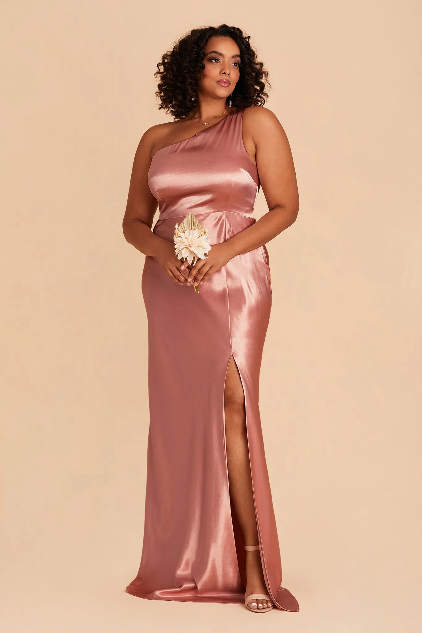 Kira Shiny Satin Dress - Desert Rose sold by Birdy Grey product image thumbnail 2