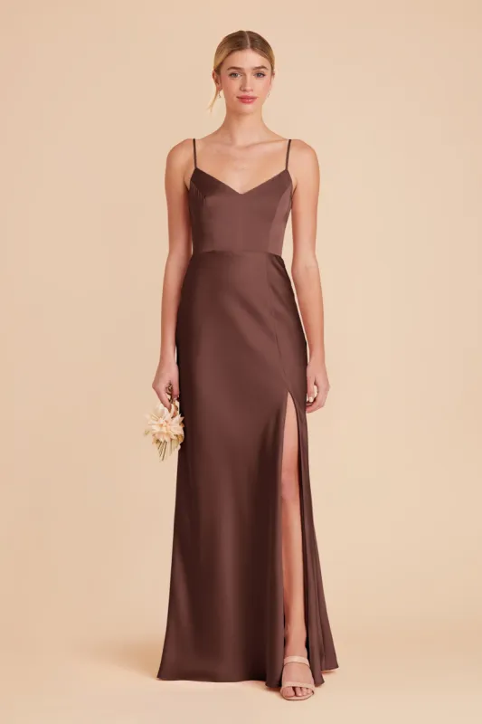 Jay Matte Satin Dress - Chocolate Brown sold by Birdy Grey