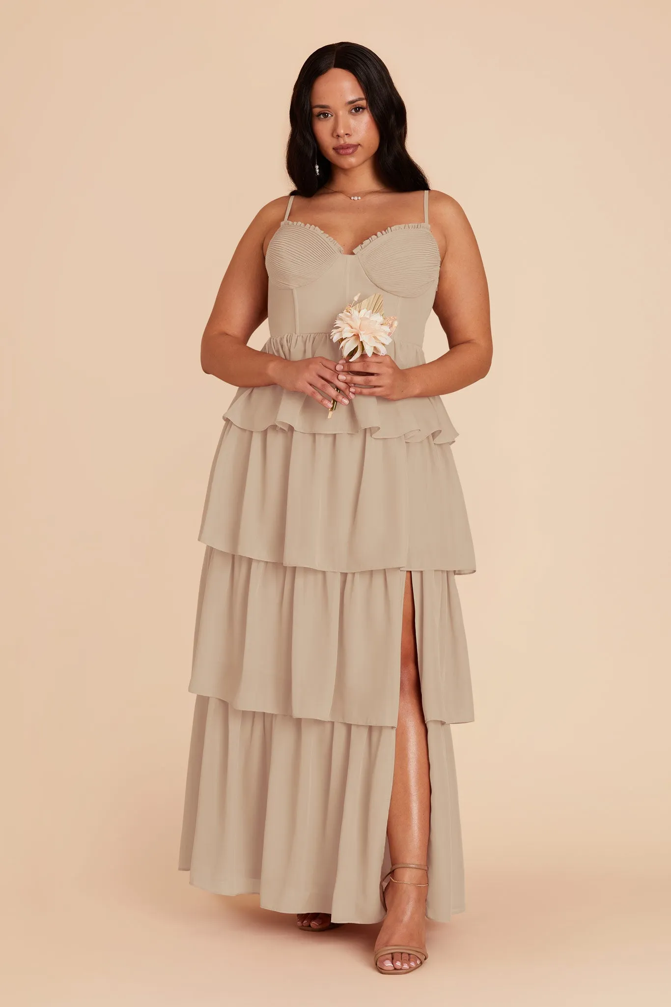 Lola Chiffon Dress - Almond sold by Birdy Grey