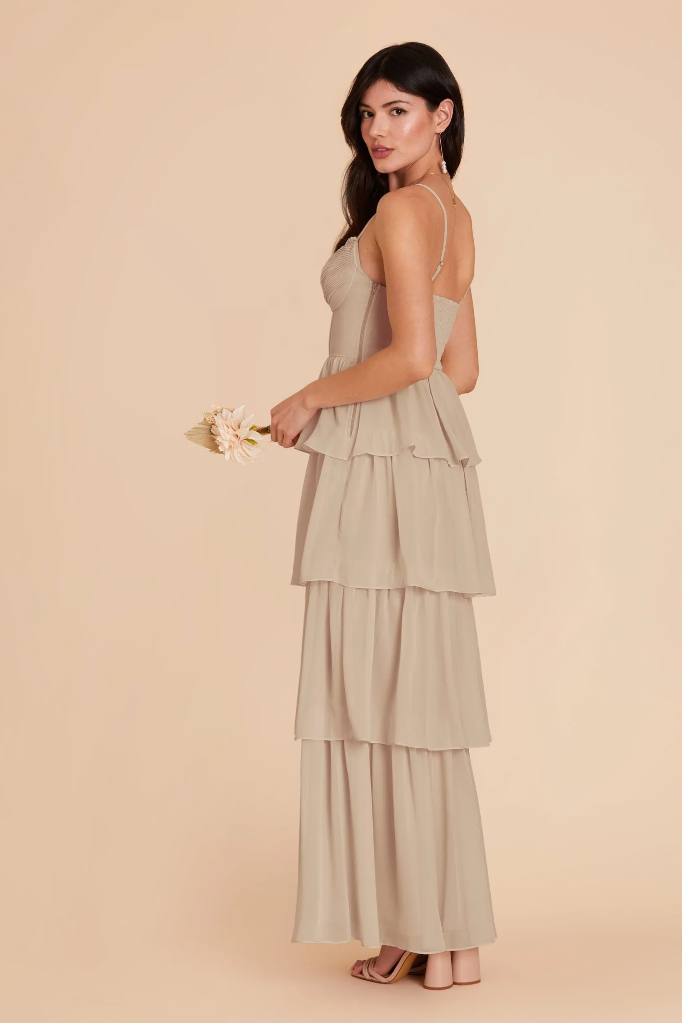 Lola Chiffon Dress - Almond sold by Birdy Grey product image thumbnail 4