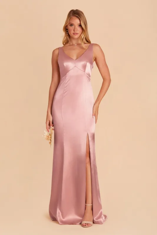 Gloria Shiny Satin Dress - English Rose sold by Birdy Grey