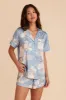 Jonny Satin Floral Pajama Set - Dusty Blue Romantic Bouquet sold by Birdy Grey