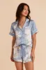 Jonny Satin Floral Pajama Set - Dusty Blue Romantic Bouquet sold by Birdy Grey