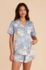 Jonny Satin Floral Pajama Set - Dusty Blue Romantic Bouquet sold by Birdy Grey